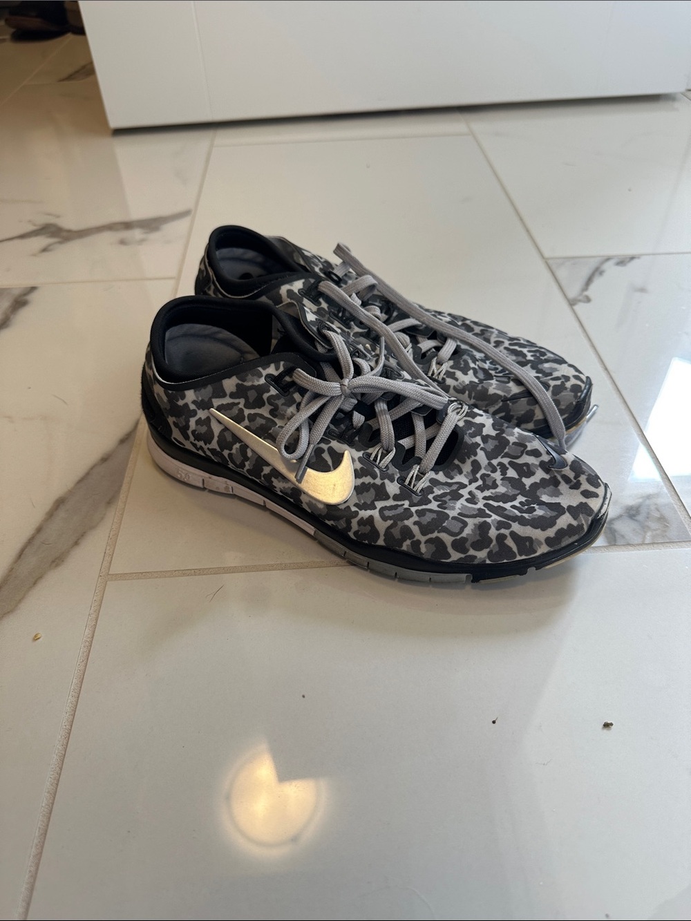 Nike Black and Gray Leopard Print Trainers